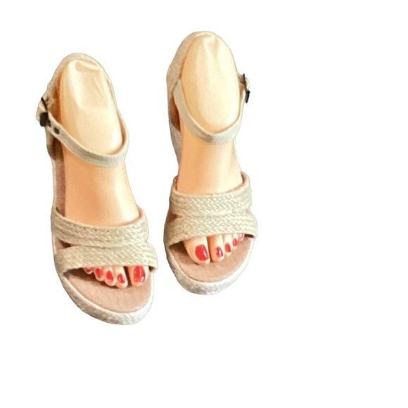 Rope & Canvas Strappy Wedge Espadrille Sandal Sz 7 #42S - Picture 3 of 9